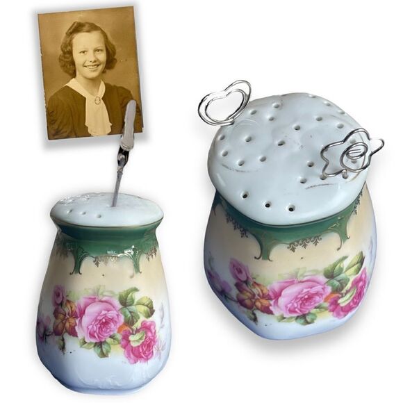 Antique German Hand Painted Floral Porcelain Sugar Shaker - Picture 11 of 16